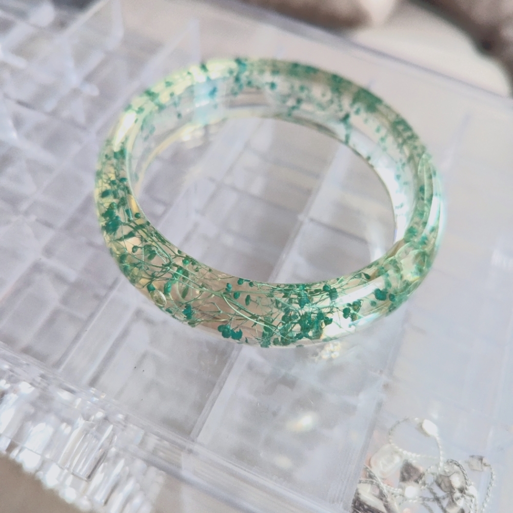 Real Flower Terrarium Bracelet Resin Bangle